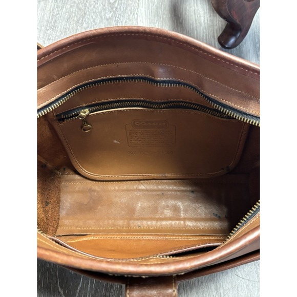 USA VINTAGE COACH SHOULDER CROSSBODY BAG BRASS ZIPPED BROWN LEATHER STRAP ADJUST - Picture 5 of 16